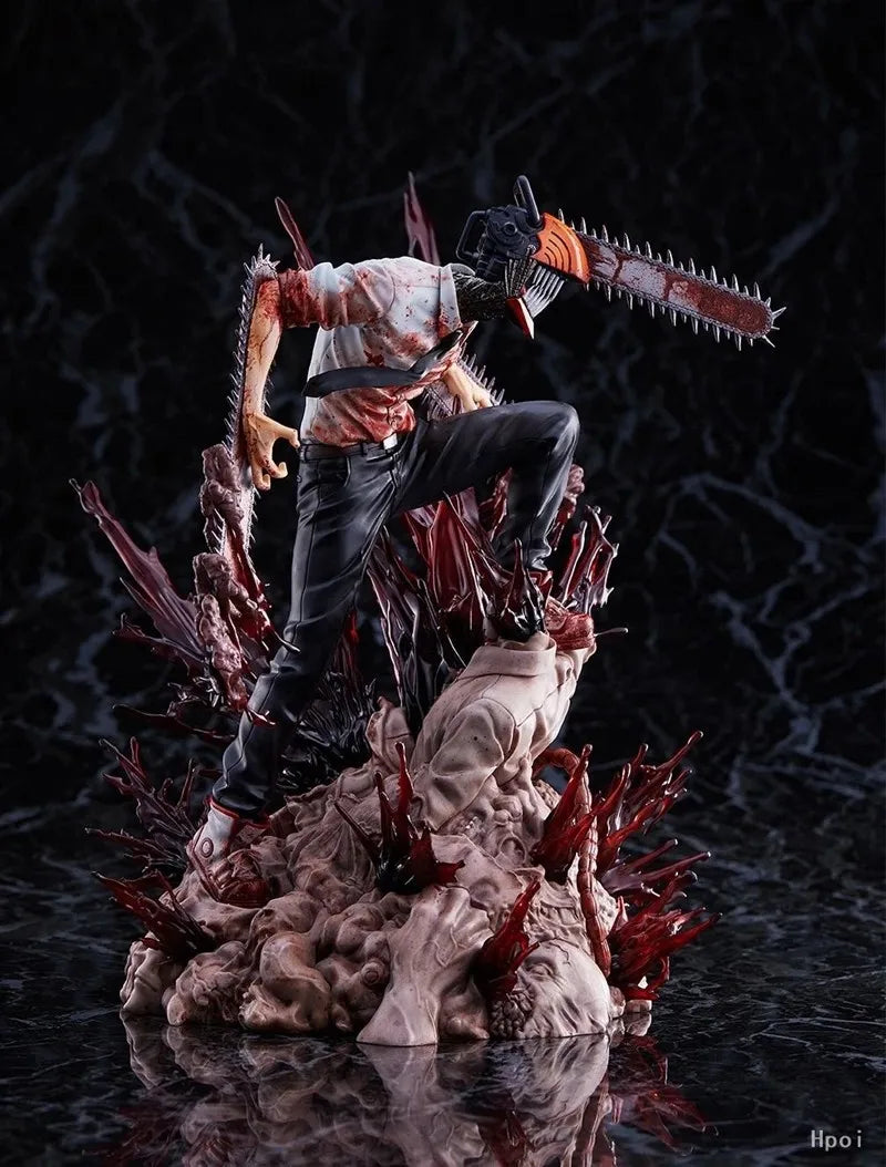 Figura de Anime Chainsaw Man Denji com Pochita - Modelo de Combate em Posição de Pé