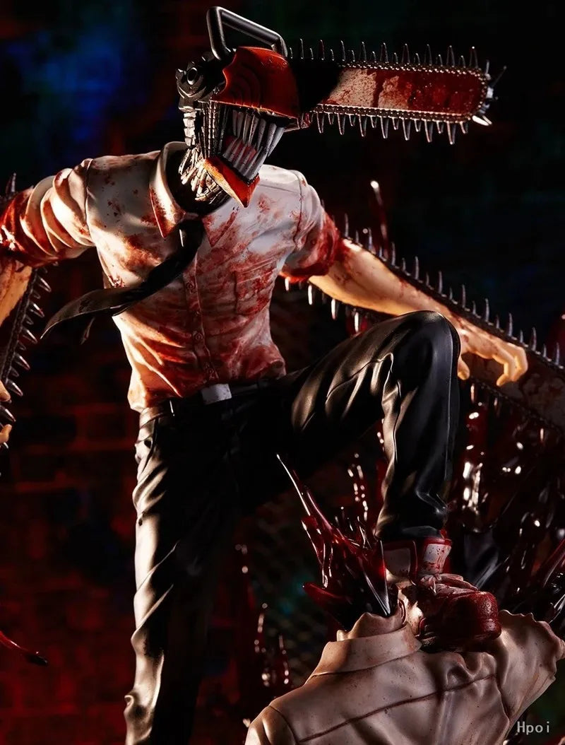 Figura de Anime Chainsaw Man Denji com Pochita - Modelo de Combate em Posição de Pé